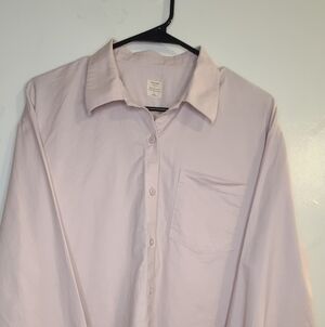 Giordano Oversized Pastel Pink Blouse Women's Size L Button Down